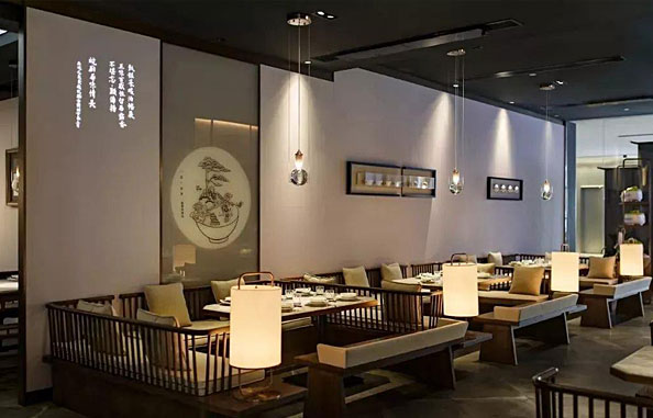 徽派餐廳設計效果圖，徽派餐廳的設計構思說明